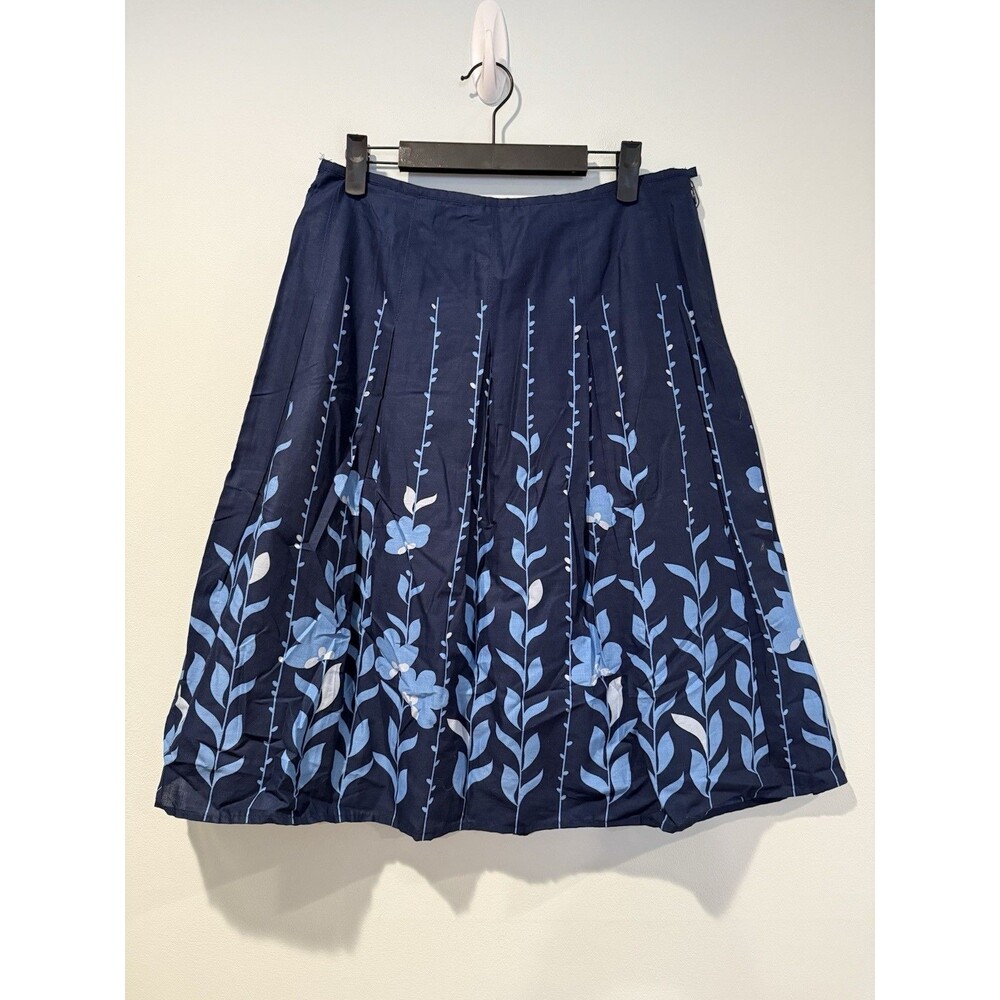 Apt.9 Floral Midi Skirt Women 4 Zip Lined 100% Cotton Workwear Twee Retro Travel
